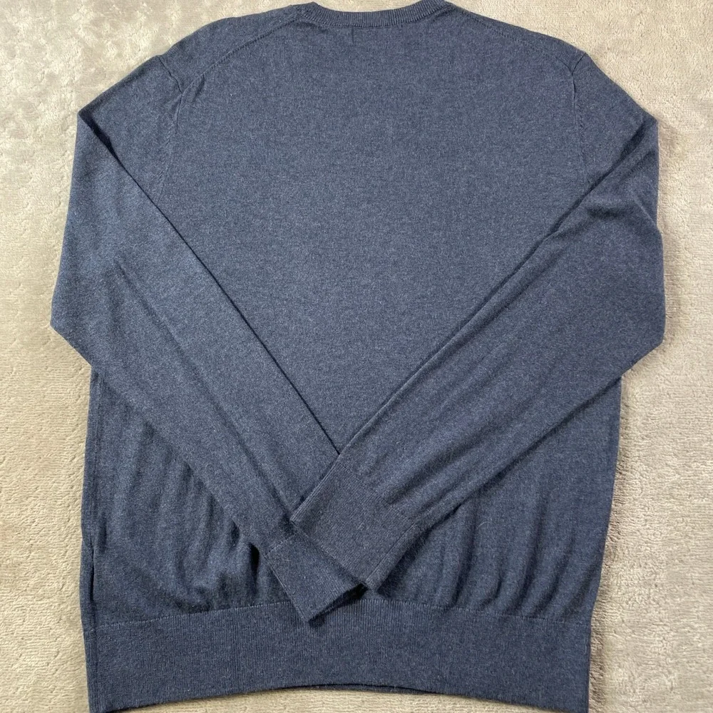 Banana Republic Luxe Sweater Mens Large Blue V Neck‎ Office Preppy Casual Luxury